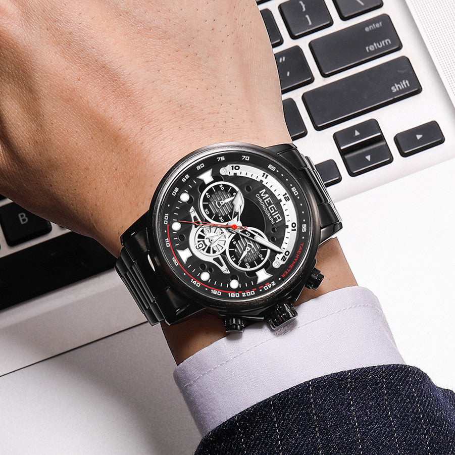 Titan – Grande montre chronographe homme, bracelet acier