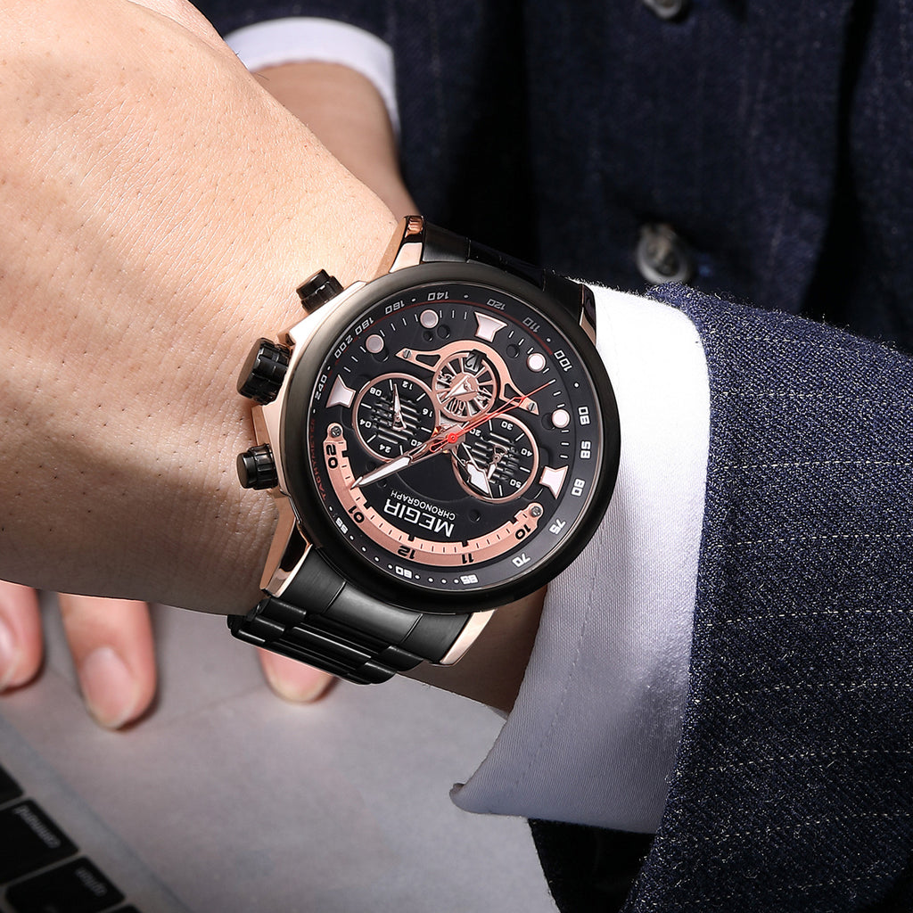 Titan – Grande montre chronographe homme, bracelet acier