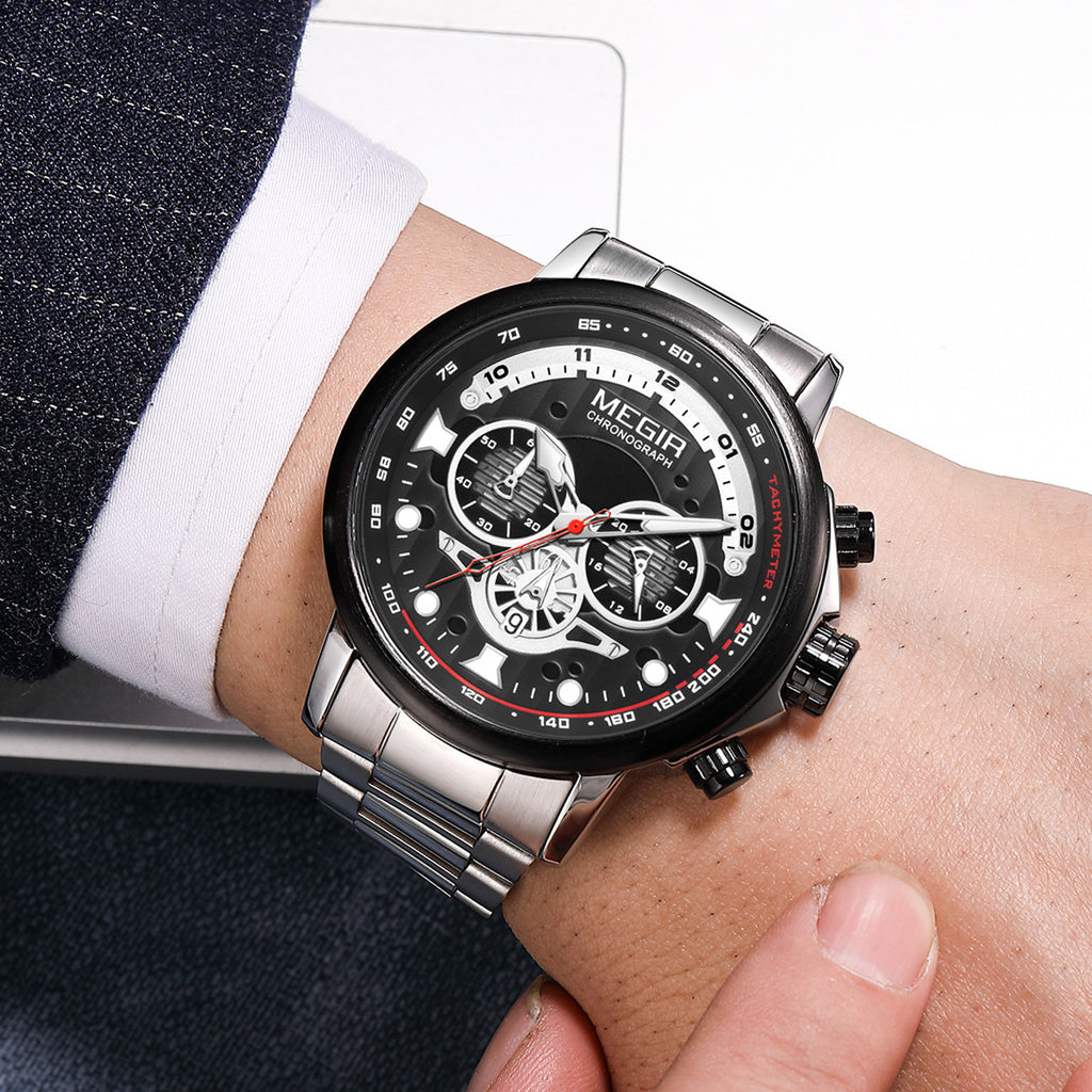 Titan – Grande montre chronographe homme, bracelet acier