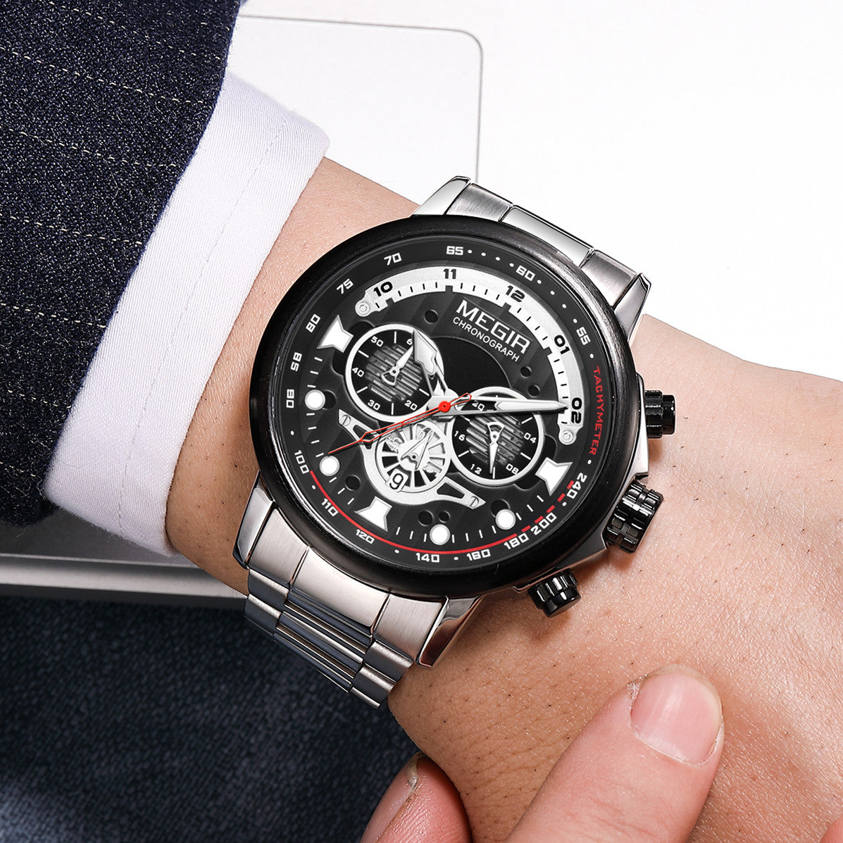 Titan – Grande montre chronographe homme, bracelet acier