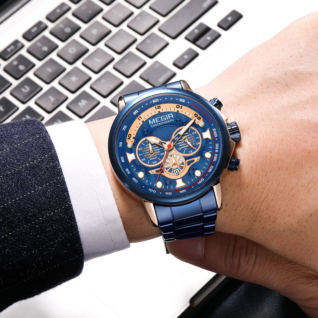 Titan – Grande montre chronographe homme, bracelet acier
