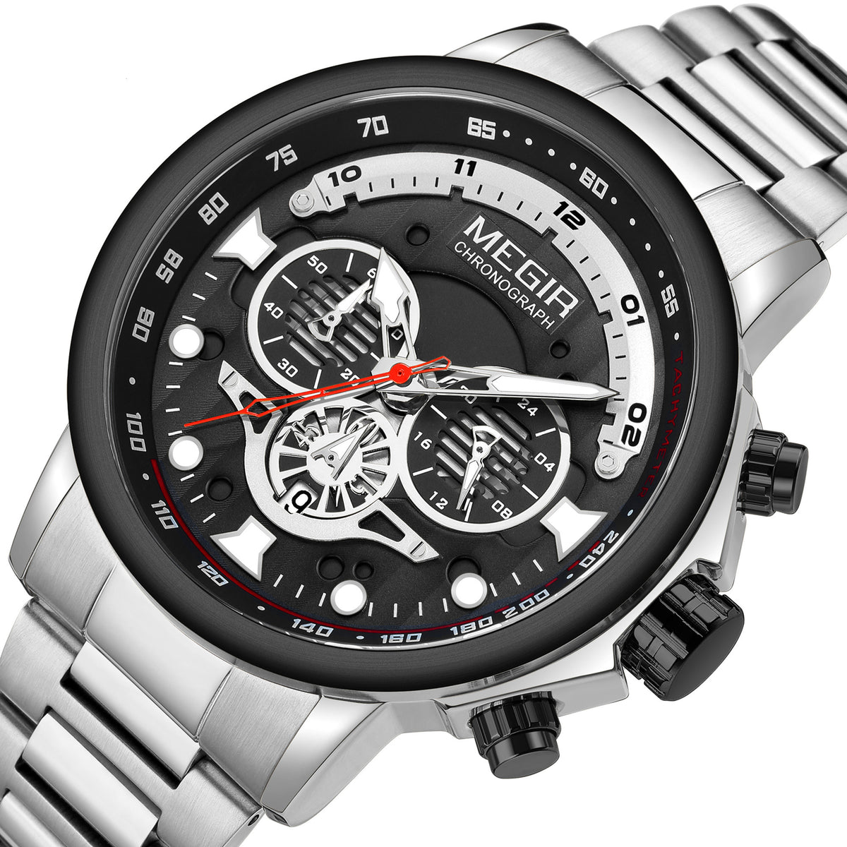 Titan – Grande montre chronographe homme, bracelet acier