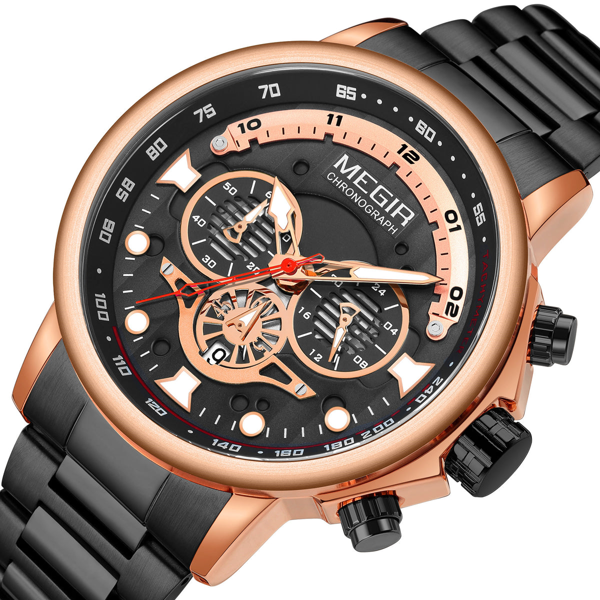 Titan – Grande montre chronographe homme, bracelet acier