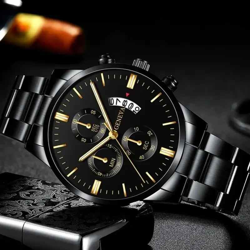 Orion – Montre homme noire, cadran avec date