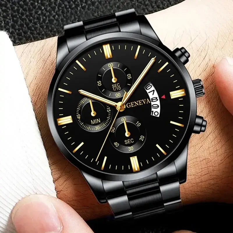 Orion – Montre homme noire, cadran avec date