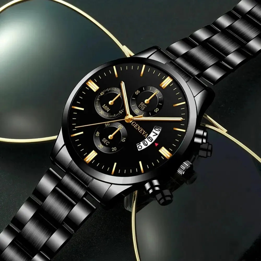 Orion – Montre homme noire, cadran avec date